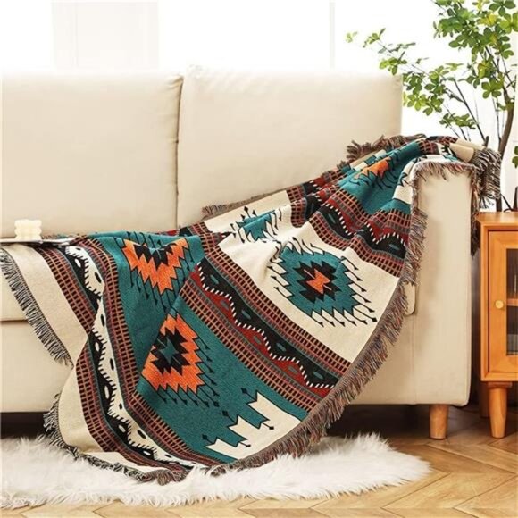 Boho Throw Blanket Southwestern Aztec Reversible Bed Couch Sofa Travel Outdoor - Picture 6 of 7